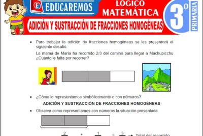 Ejercicios de Adición y Sustracción de Fracciones Homogéneas para Tercer Grado de Primaria