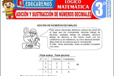 Ejercicios de Adición y Sustracción de Números Decimales para Tercer Grado de Primaria