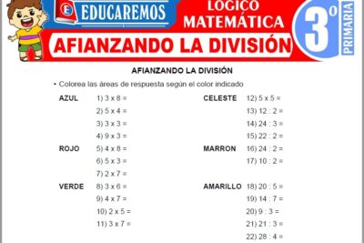 Ejercicios de Afianzando La División para Tercer Grado de Primaria