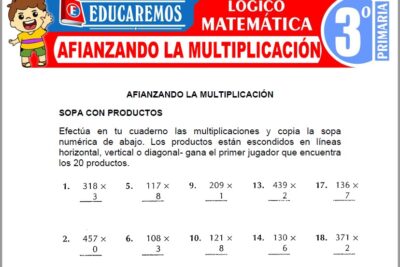 Ejercicios de Afianzando La Multiplicación para Tercer Grado de Primaria