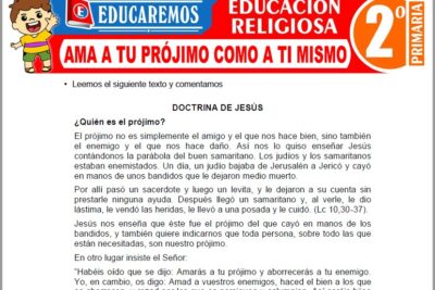 Ejercicios de Ama a tu Prójimo como a ti Mismo para Segundo Grado de Primaria