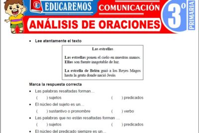 Ejercicios de Análisis de Oraciones para Tercer Grado de Primaria