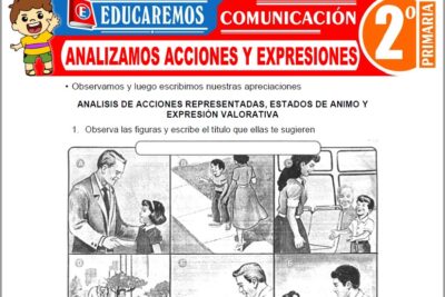 Ejercicios de Analizamos Acciones y Expresiones para Segundo Grado de Primaria