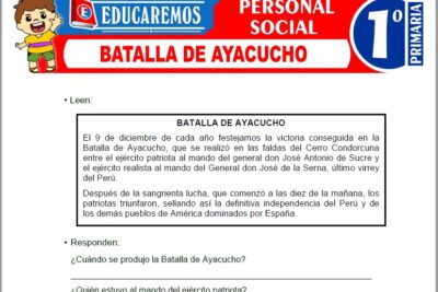 Ejercicios de Batalla de Ayacucho para Primer Grado de Primaria