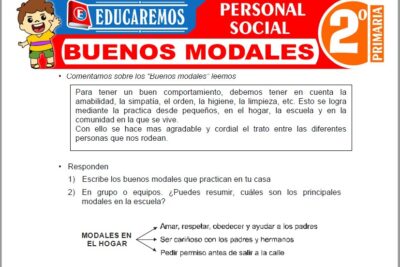 Ejercicios de Buenos Modales para Segundo Grado de Primaria