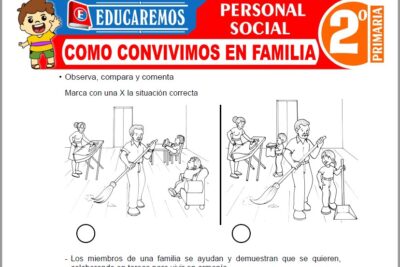 Ejercicios de Como Convivimos en Familia para Segundo Grado de Primaria