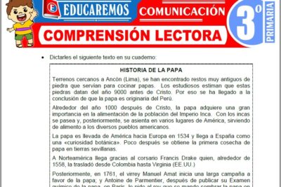 Ejercicios de Comprensión Lectora para Tercer Grado de Primaria