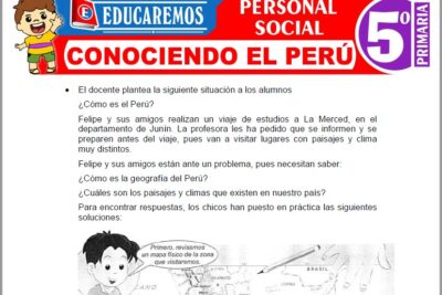 Ejercicios de Conociendo El Perú para Quinto Grado de Primaria