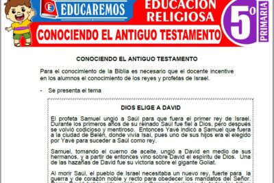 Ejercicios de Conociendo el Antiguo Testamento para Quinto Grado de Primaria