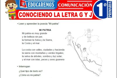 Ejercicios de Conociendo la Letra G y J para Primer Grado de Primaria