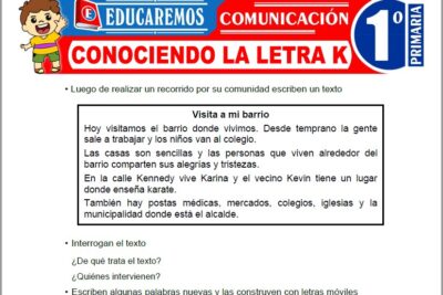 Ejercicios de Conociendo la Letra K para Primer Grado de Primaria