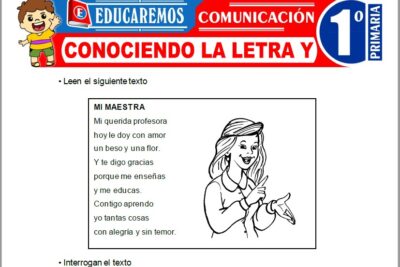 Ejercicios de Conociendo la Letra Y para Primer Grado de Primaria