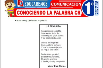 Ejercicios de Conociendo la Palabra Cr para Primer Grado de Primaria