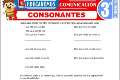 Ejercicios de Consonantes para Tercer Grado de Primaria