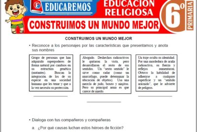 Ejercicios de Construimos un Mundo Mejor para Sexto Grado de Primaria