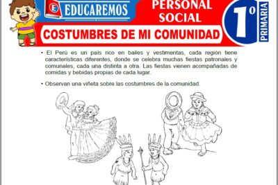Ejercicios de Costumbres de mi Comunidad para Primer Grado de Primaria