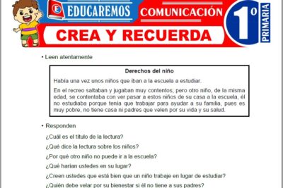 Ejercicios de Crea y Recuerda para Primer Grado de Primaria