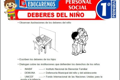 Ejercicios de Deberes del Niño para Primer Grado de Primaria