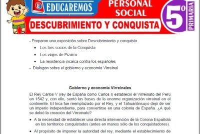 Ejercicios de Descubrimiento y Conquista para Quinto Grado de Primaria