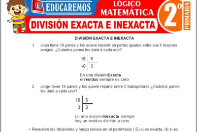 Ejercicios de División Exacta e Inexacta para Segundo Grado de Primaria