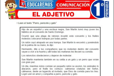 Ejercicios del Adjetivo para Primer Grado de Primaria