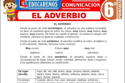 Ejercicios del Adverbio para Sexto Grado de Primaria