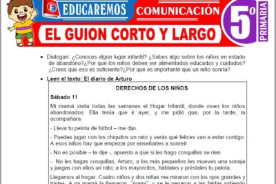 Ejercicios del Guion Corto y Largo para Quinto Grado de Primaria