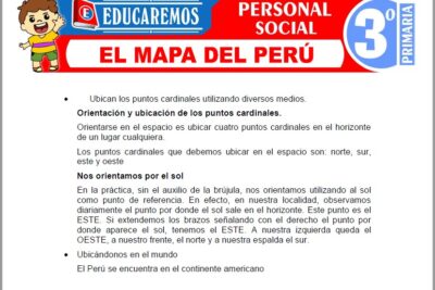 Ejercicios del Mapa del Perú para Tercer Grado de Primaria