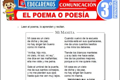 Ejercicios del Poema o Poesía para Tercer Grado de Primaria