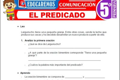 Ejercicios del Predicado para Quinto Grado de Primaria