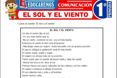 Ejercicios del Sol y El Viento para Primer Grado de Primaria
