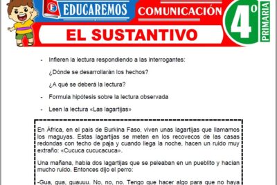 Ejercicios del Sustantivo para Cuarto Grado de Primaria