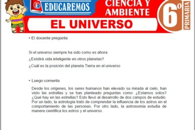 Ejercicios del Universo para Sexto Grado de Primaria