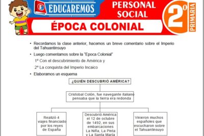 Ejercicios de Época Colonial para Segundo Grado de Primaria