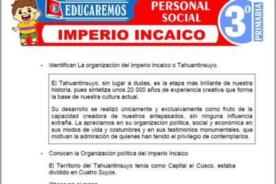 Ejercicios de Imperio Incaico para Tercer Grado de Primaria