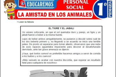 Ejercicios de La Amistad en los Animales para Primer Grado de Primaria