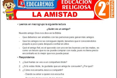 Ejercicios de La Amistad para Segundo Grado de Primaria