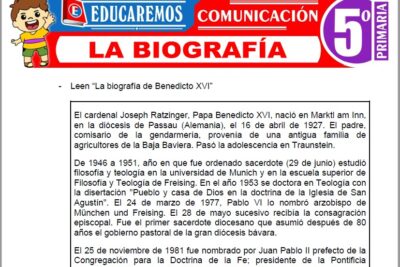 Ejercicios de La Biografía para Quinto Grado de Primaria