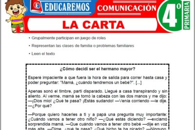 Ejercicios de La Carta para Cuarto Grado de Primaria