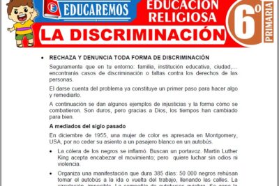 Ejercicios de La Discriminación para Sexto Grado de Primaria