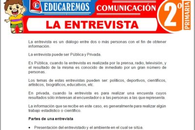 Ejercicios de La Entrevista para Segundo Grado de Primaria