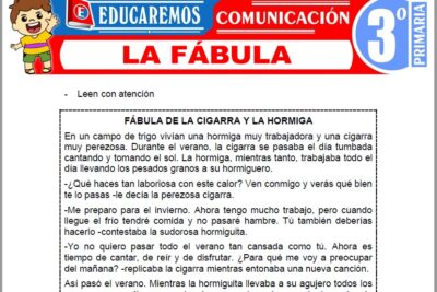 Ejercicios de La Fábula para Tercer Grado de Primaria