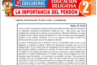 Ejercicios de La Importancia del Perdón para Segundo Grado de Primaria