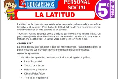Ejercicios de La Latitud para Quinto Grado de Primaria