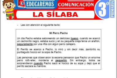 Ejercicios de La Sílaba para Tercer Grado de Primaria