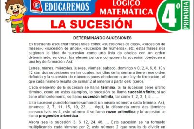 Ejercicios de La Sucesión para Cuarto Grado de Primaria