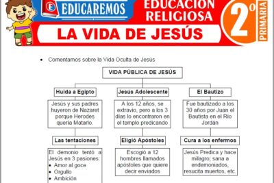 Ejercicios de La Vida de Jesús para Segundo Grado de Primaria