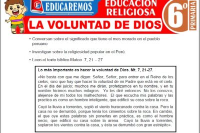 Ejercicios de La Voluntad de Dios para Sexto Grado de Primaria