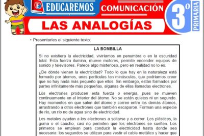Ejercicios de Las Analogías para Tercer Grado de Primaria