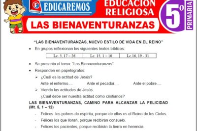 Ejercicios de Las Bienaventuranzas para Quinto Grado de Primaria
